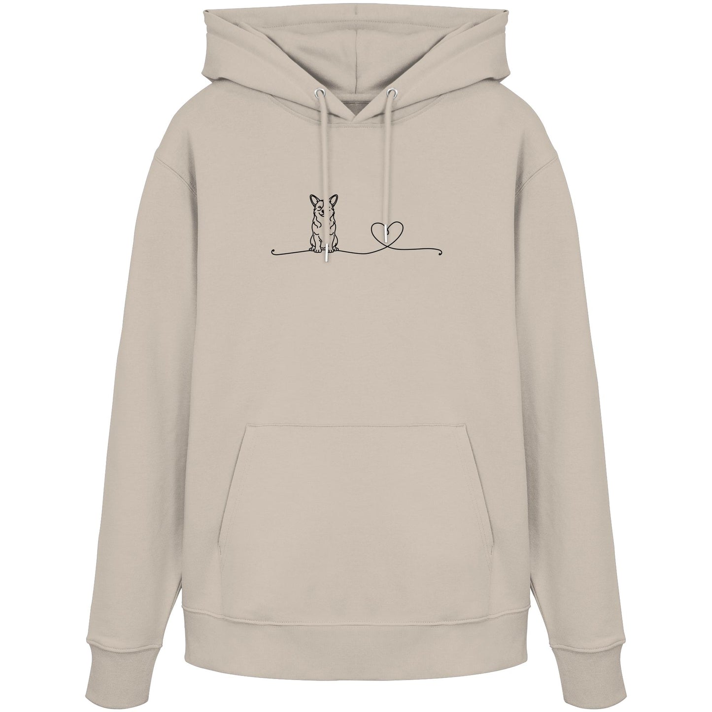 Line Art - Corgi mit Herz - Organic Hoodie
