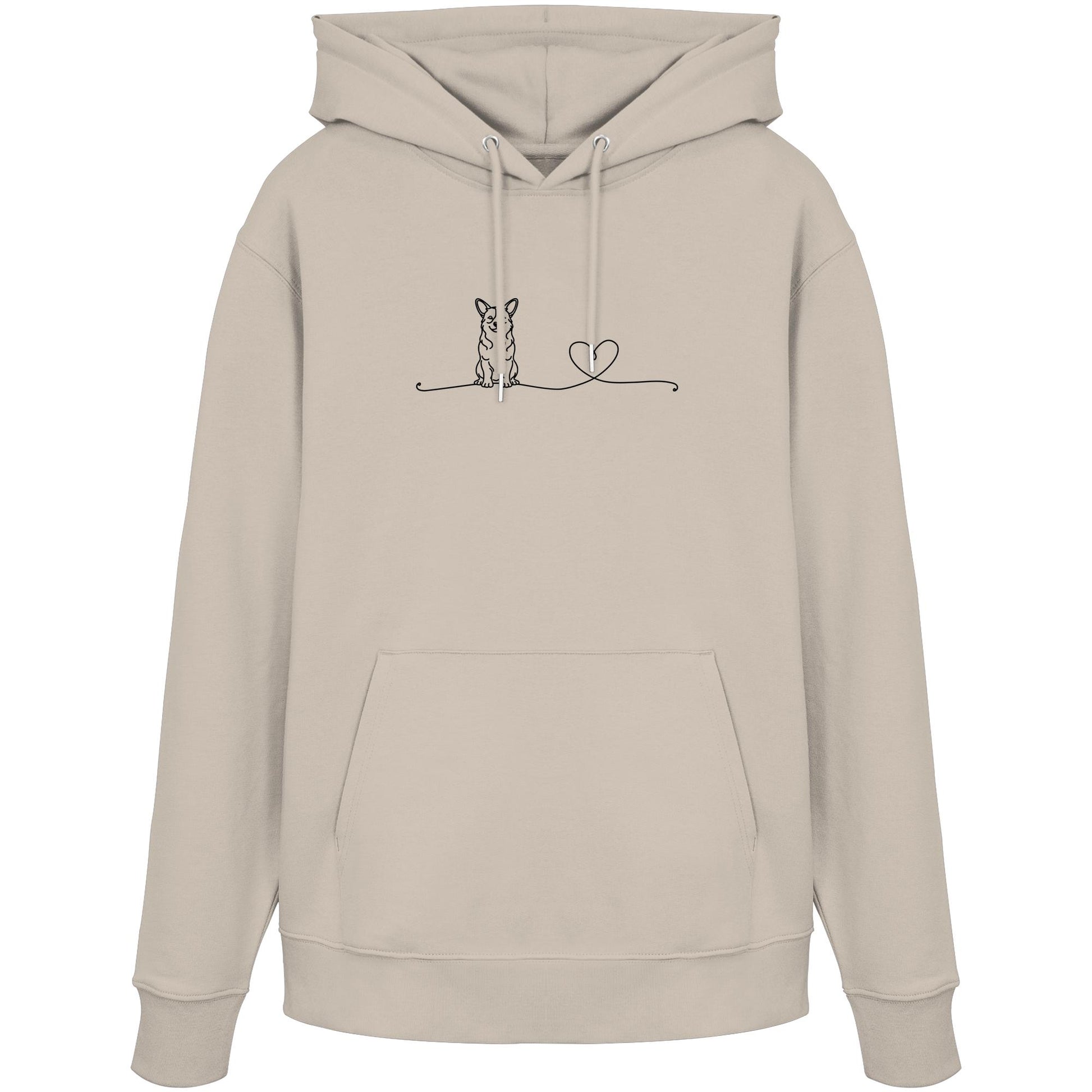 Line Art - Corgi mit Herz - Organic Hoodie