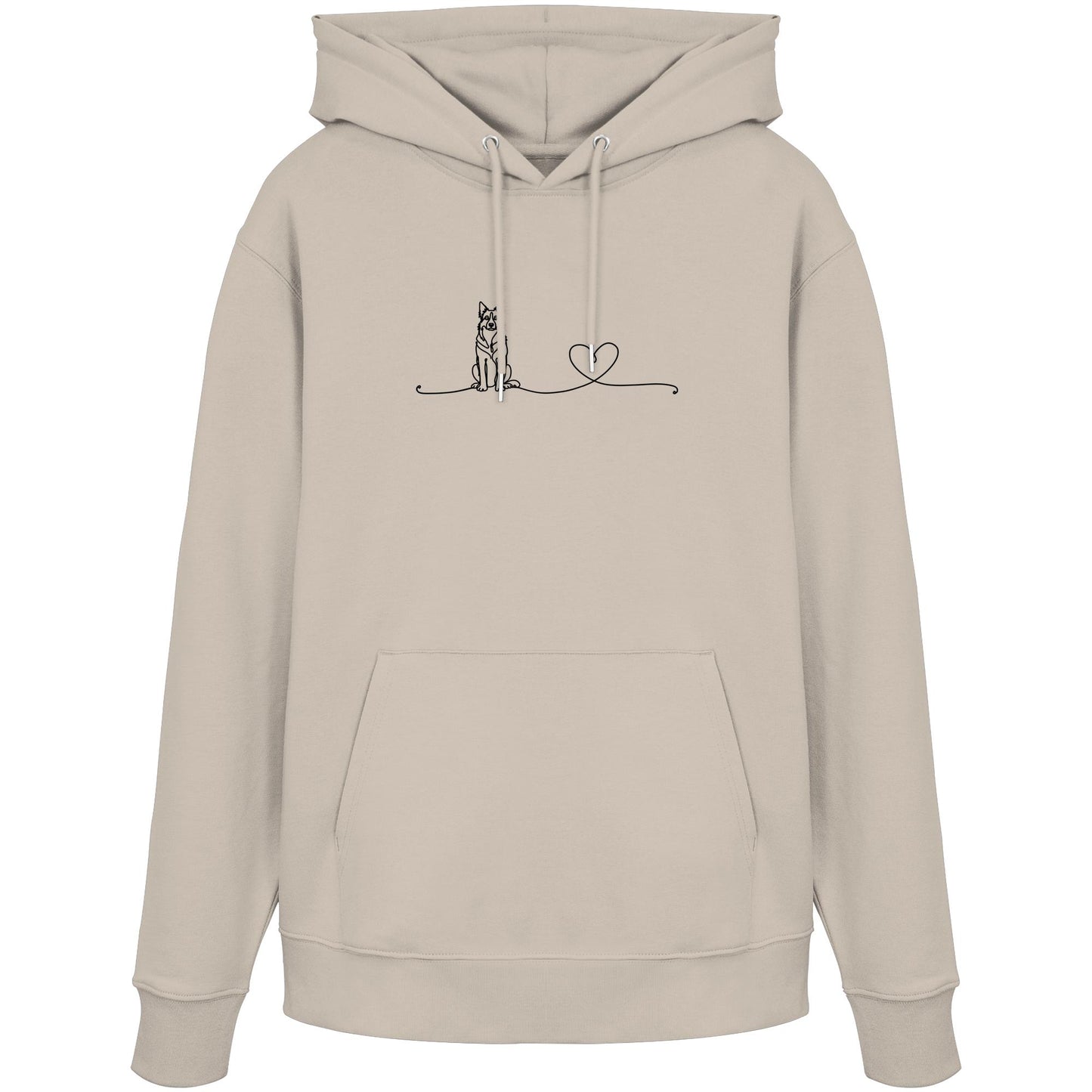Line Art - Border Collie (Stehohren) mit Herz - Organic Hoodie