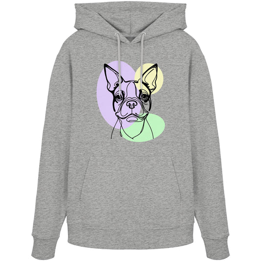 Line Art - Süßer Boston Terrier - Organic Hoodie