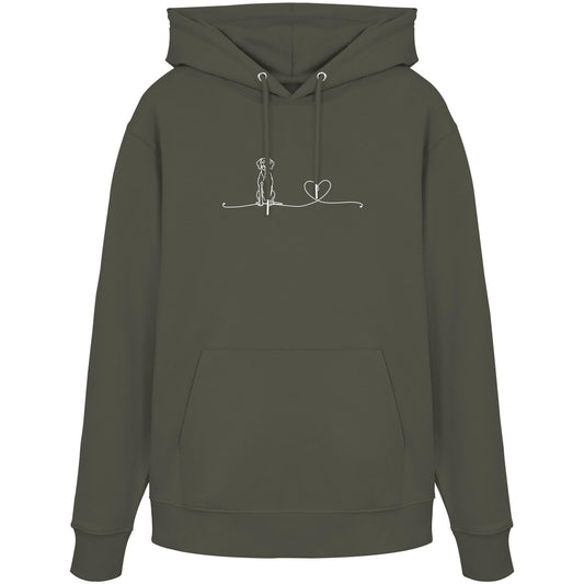 Line Art - Weimaraner mit Herz - Organic Hoodie
