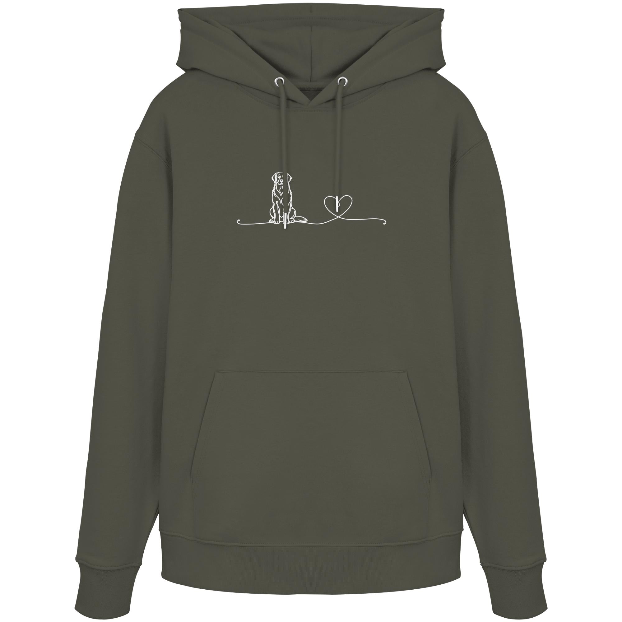 Line Art - Golden Retriever mit Herz - Organic Hoodie