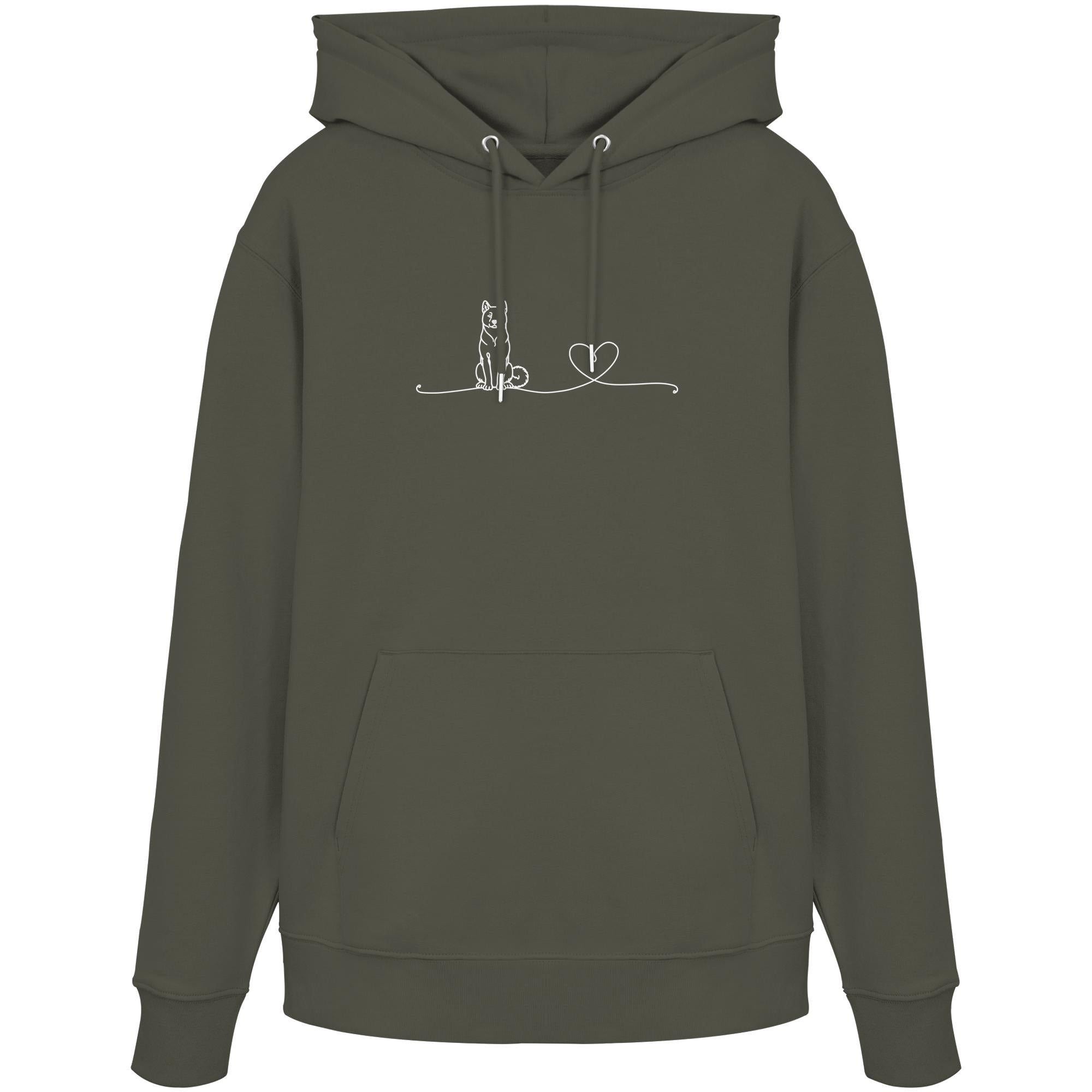 Line Art - Akita mit Herz - Organic Hoodie