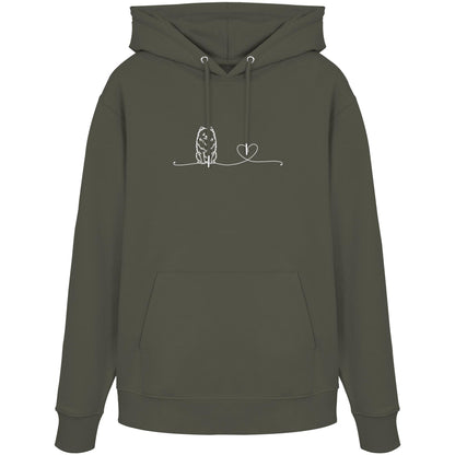 Line Art - Pomeranian mit Herz - Organic Hoodie