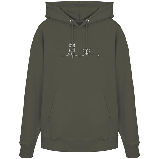 Line Art - Briard mit Herz - Organic Hoodie