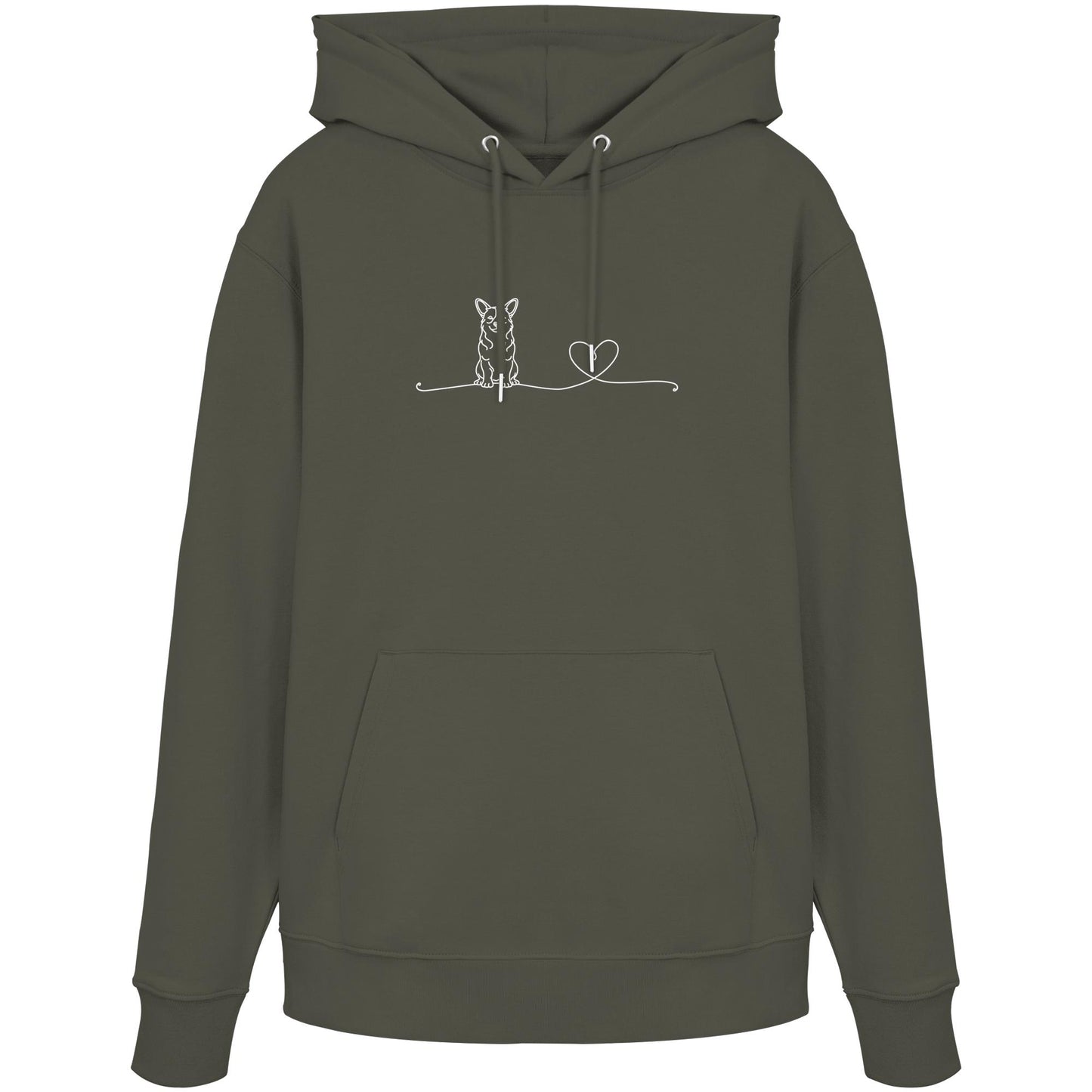 Line Art - Corgi mit Herz - Organic Hoodie