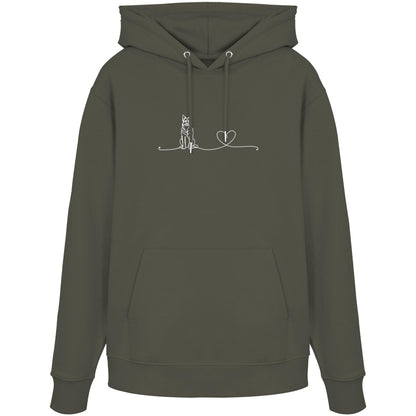 Line Art - Border Collie (Stehohren) mit Herz - Organic Hoodie