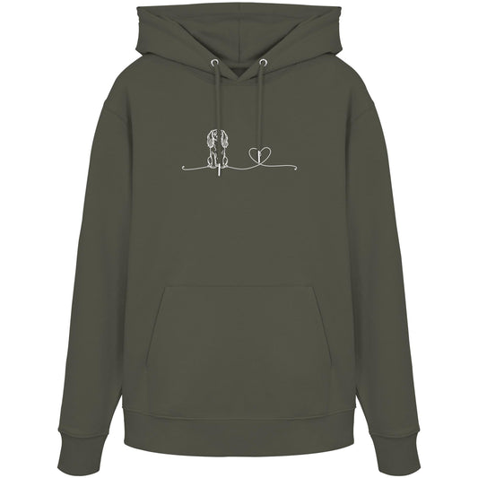 Line Art - Cavalier King Charles Spaniel mit Herz - Organic Hoodie