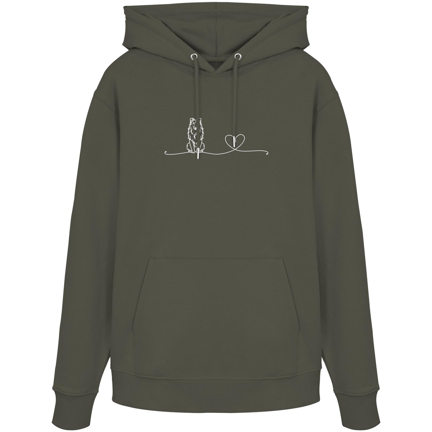 Line Art - Collie mit Herz - Organic Hoodie