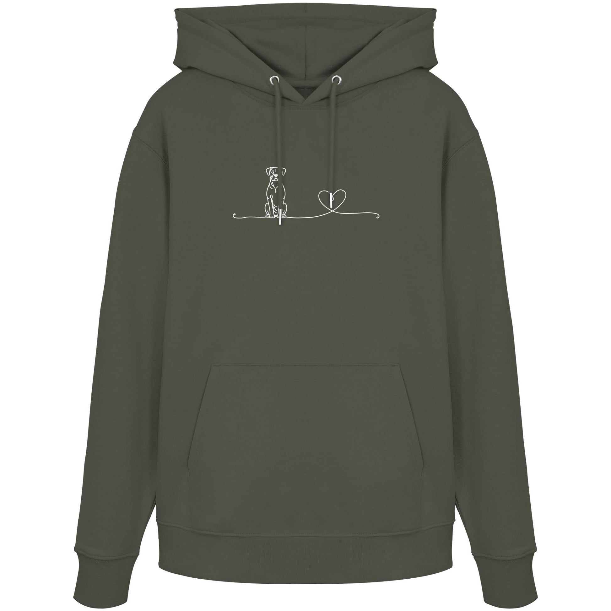 Line Art - Boxer mit Herz - Organic Hoodie