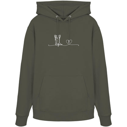 Line Art - Chihuahua (Langhaar) mit Herz - Organic Hoodie