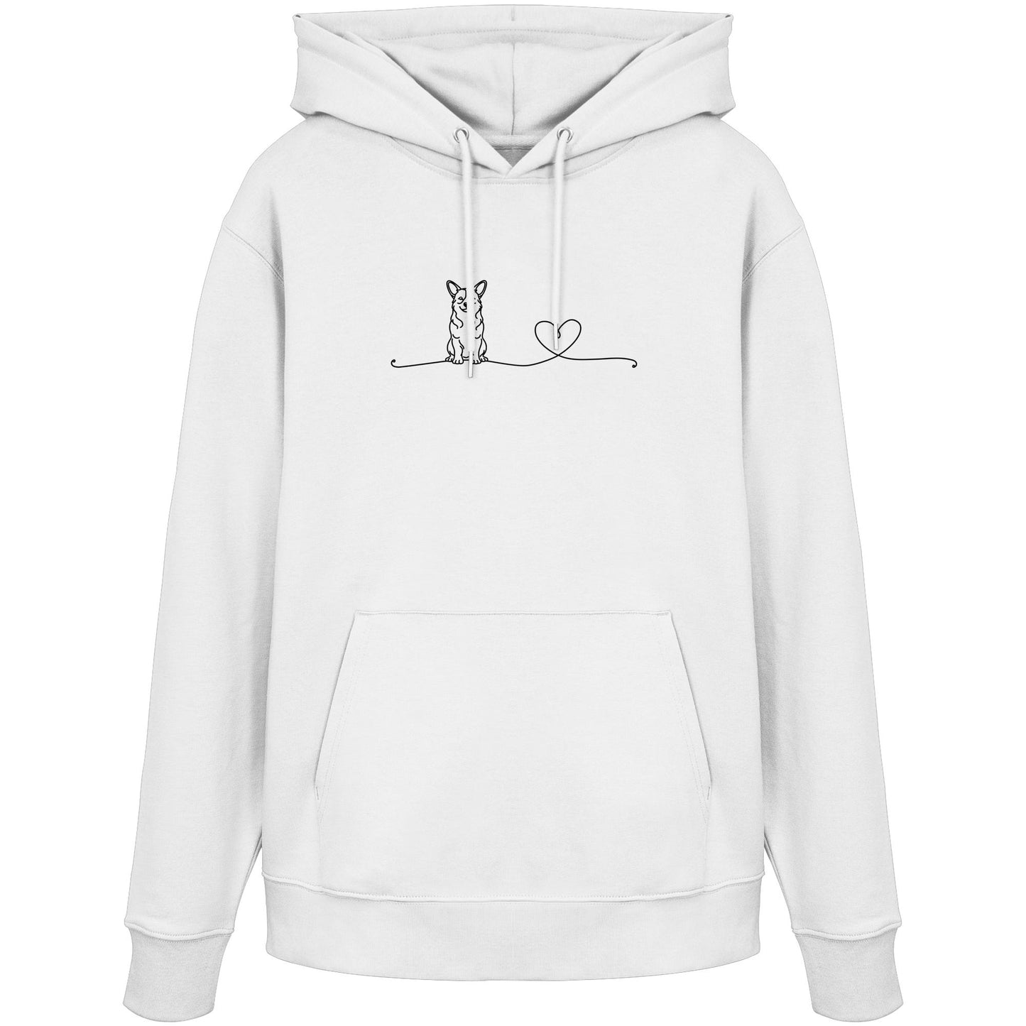 Line Art - Corgi mit Herz - Organic Hoodie