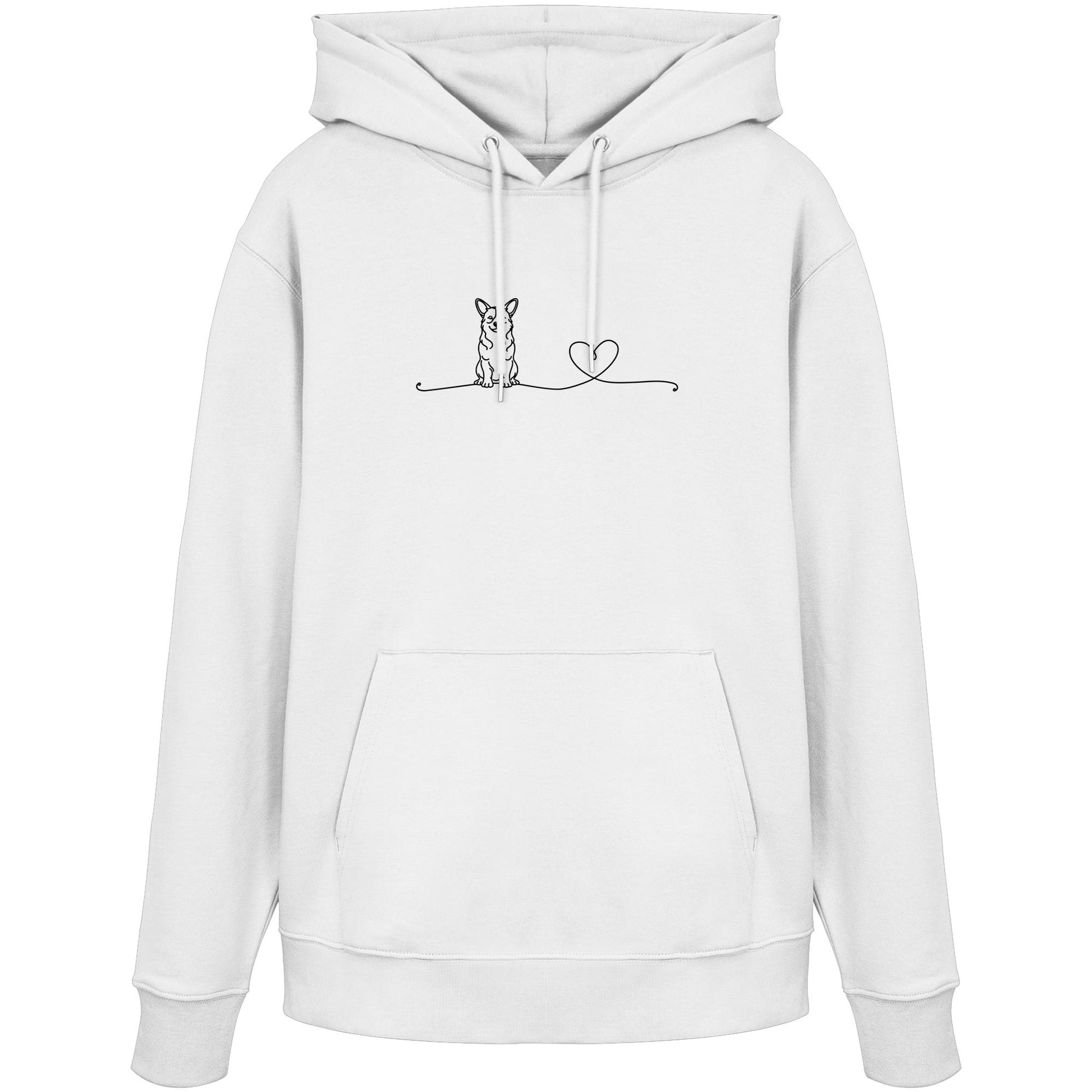 Line Art - Corgi mit Herz - Organic Hoodie