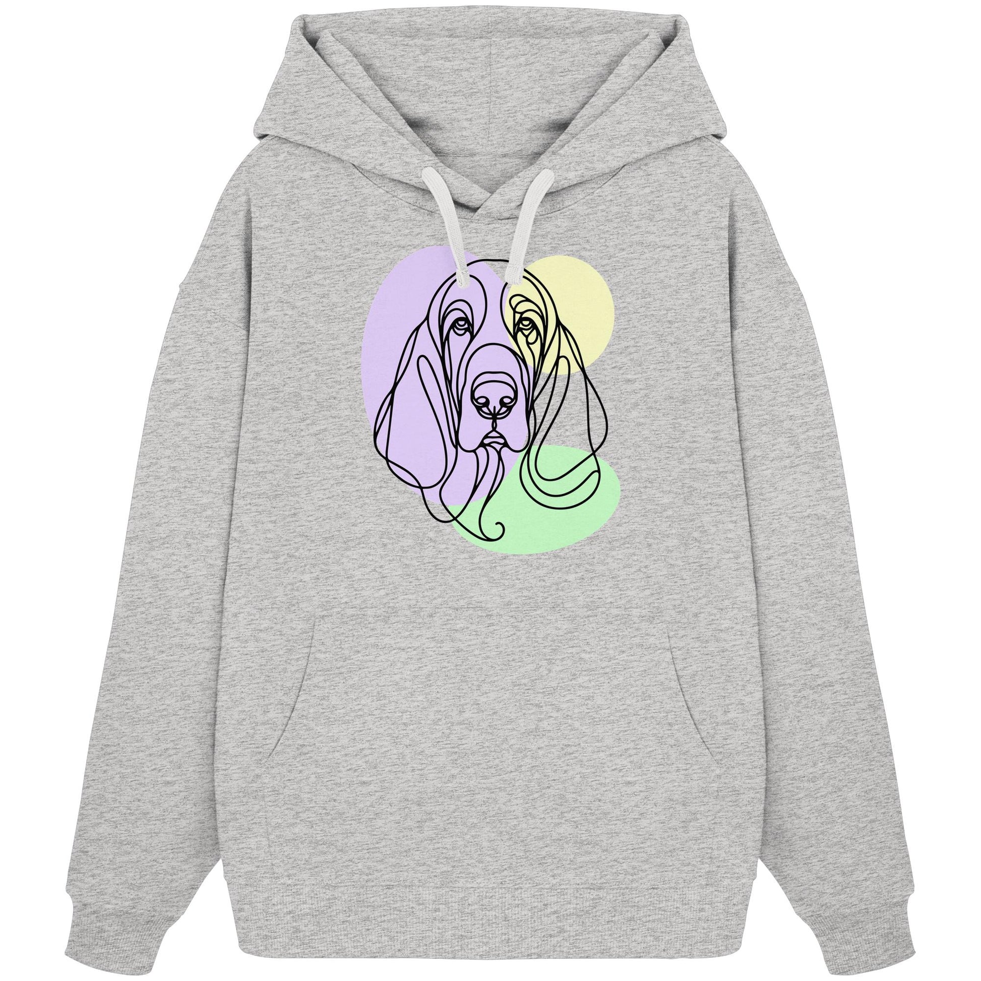 Line Art - Süßer Basset Hound - Organic Oversize Hoodie