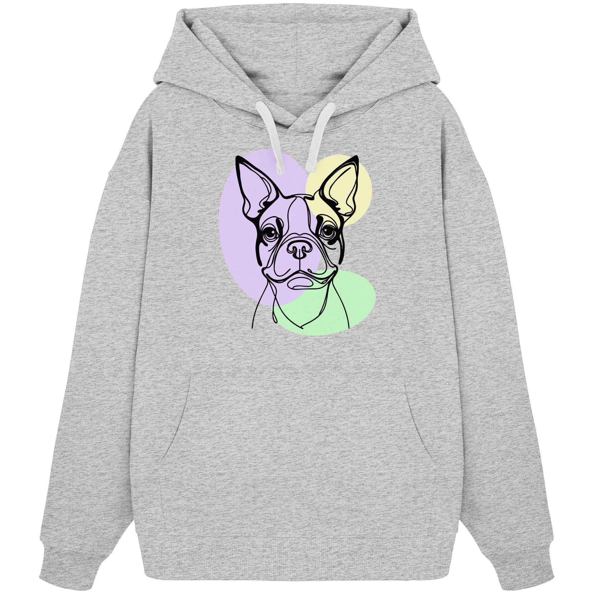 Line Art - Süßer Boston Terrier - Organic Oversize Hoodie