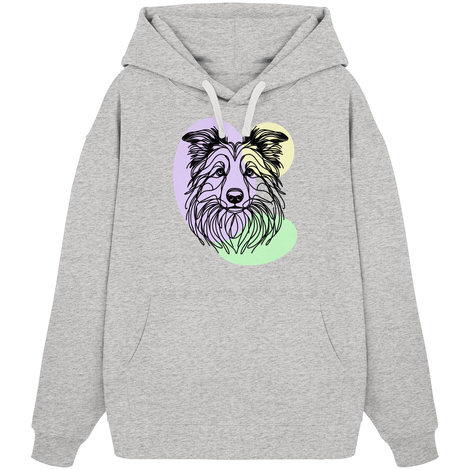 Line Art - Süßer Border Collie - Organic Oversize Hoodie