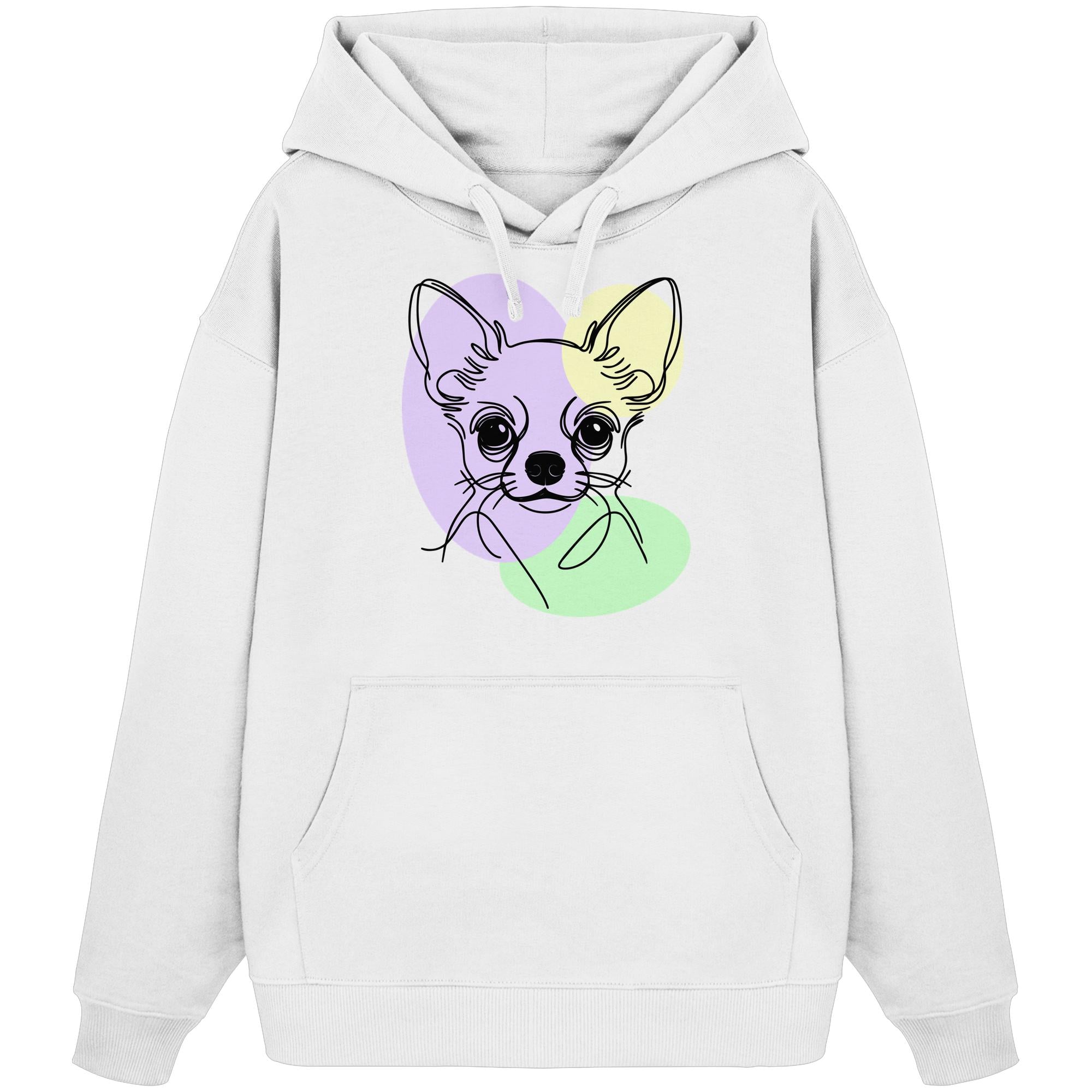 Line Art - Süßer Chihuahua (Kurzhaar) - Organic Oversize Hoodie