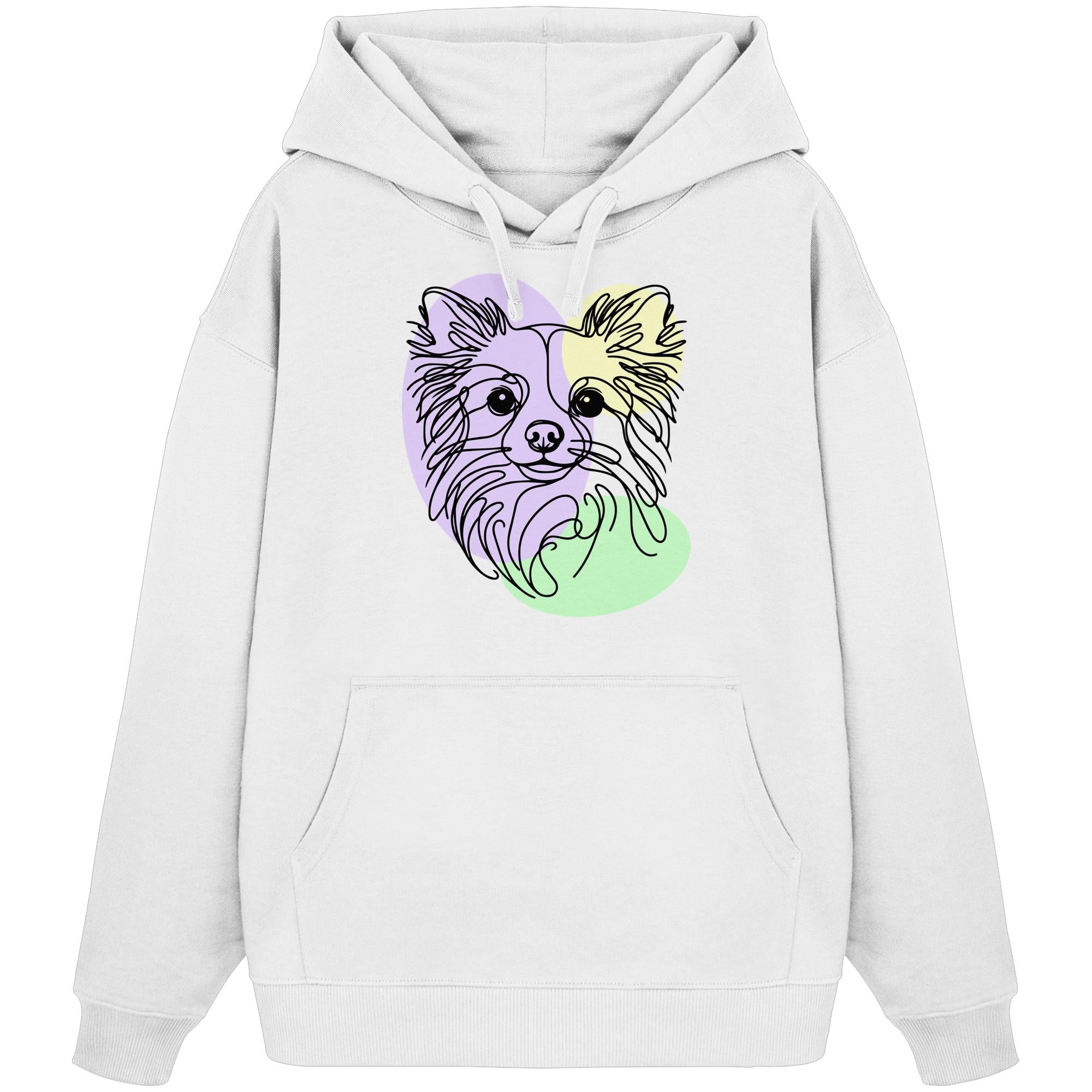 Line Art - Süßer Chihuahua (Langhaar) - Organic Oversize Hoodie