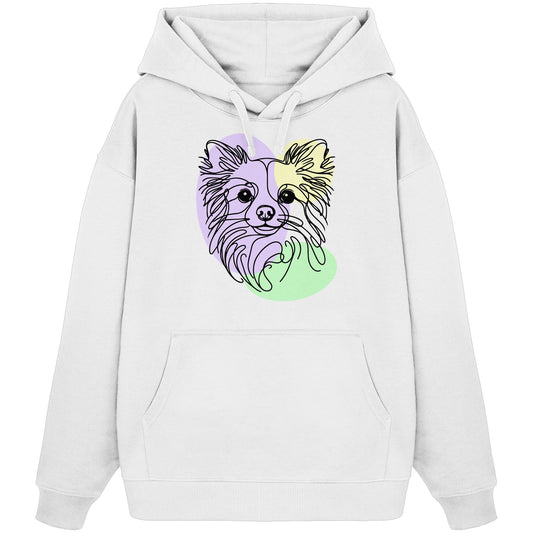 Line Art - Süßer Chihuahua (Langhaar) - Organic Oversize Hoodie