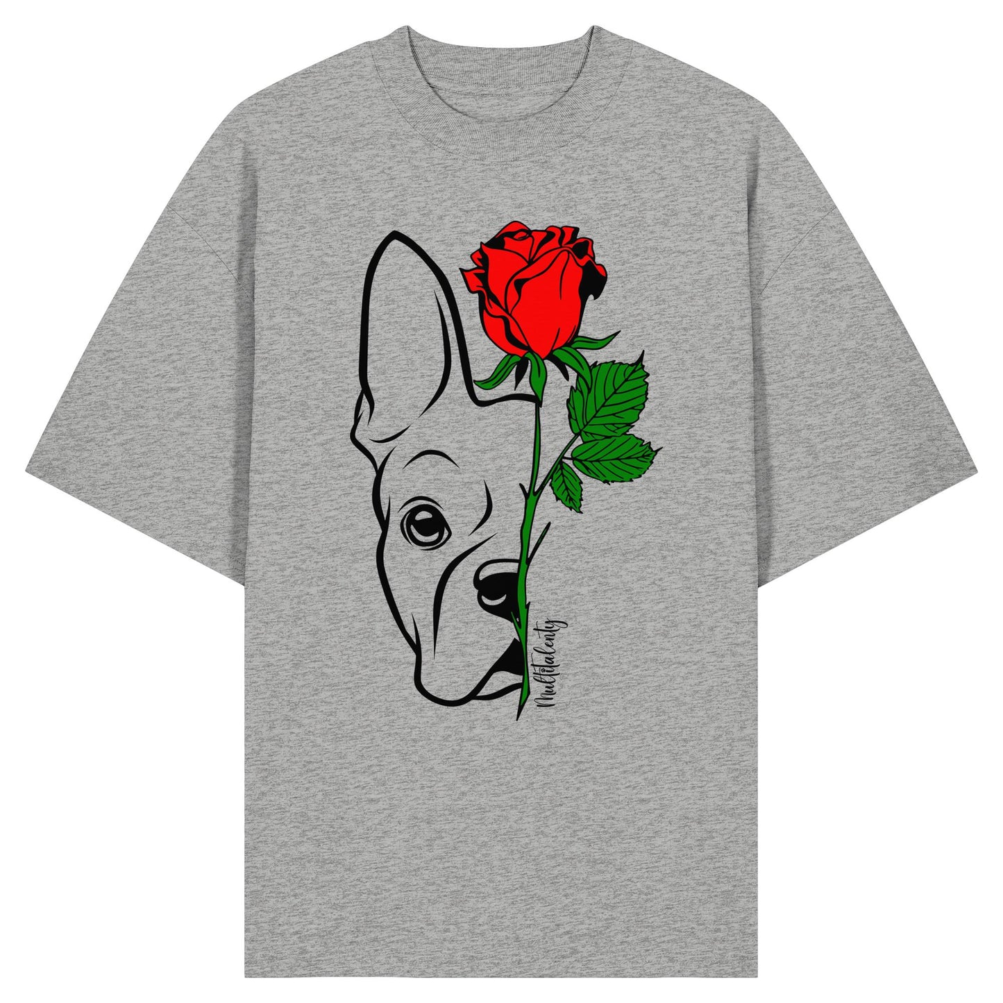 Tattoo Rose - Boston Terrier - Organic Oversize Shirt