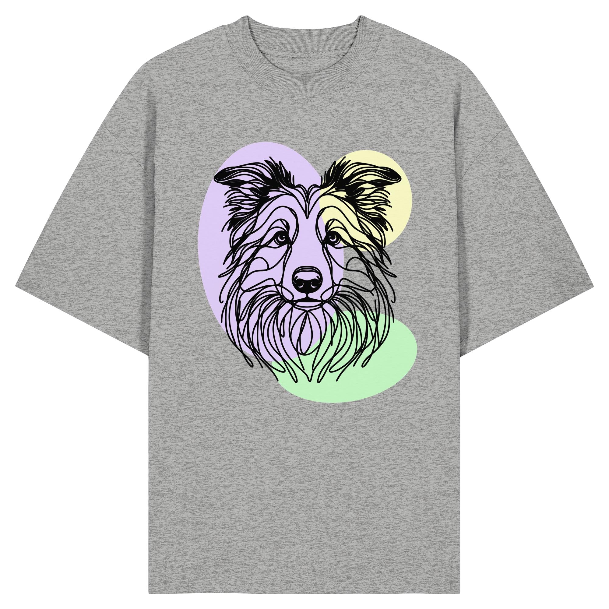 Line Art - Süßer Border Collie - Organic Oversize Shirt
