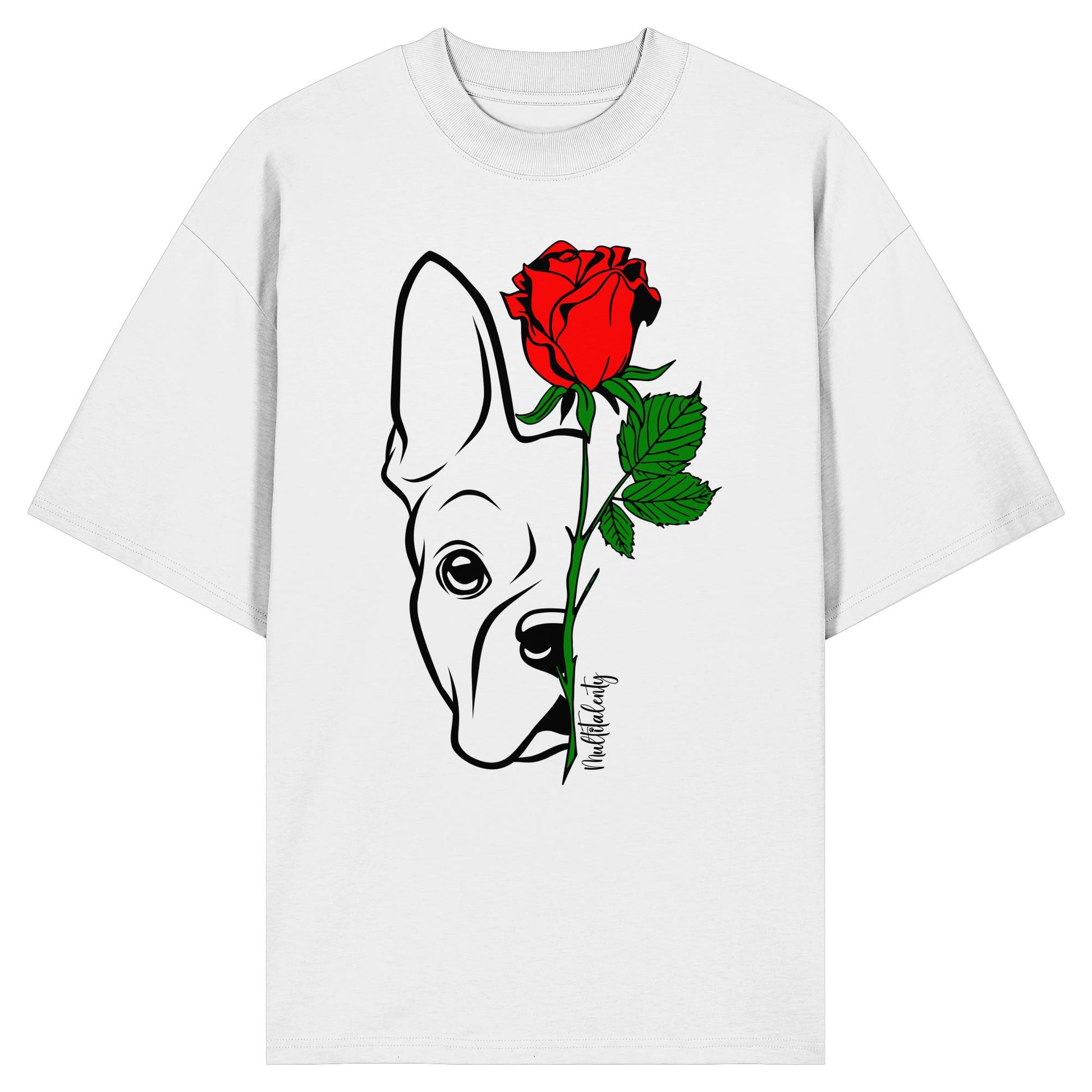 Tattoo Rose - Boston Terrier - Organic Oversize Shirt