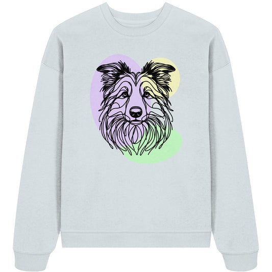 Line Art - Süßer Border Collie - Organic Oversize Sweatshirt