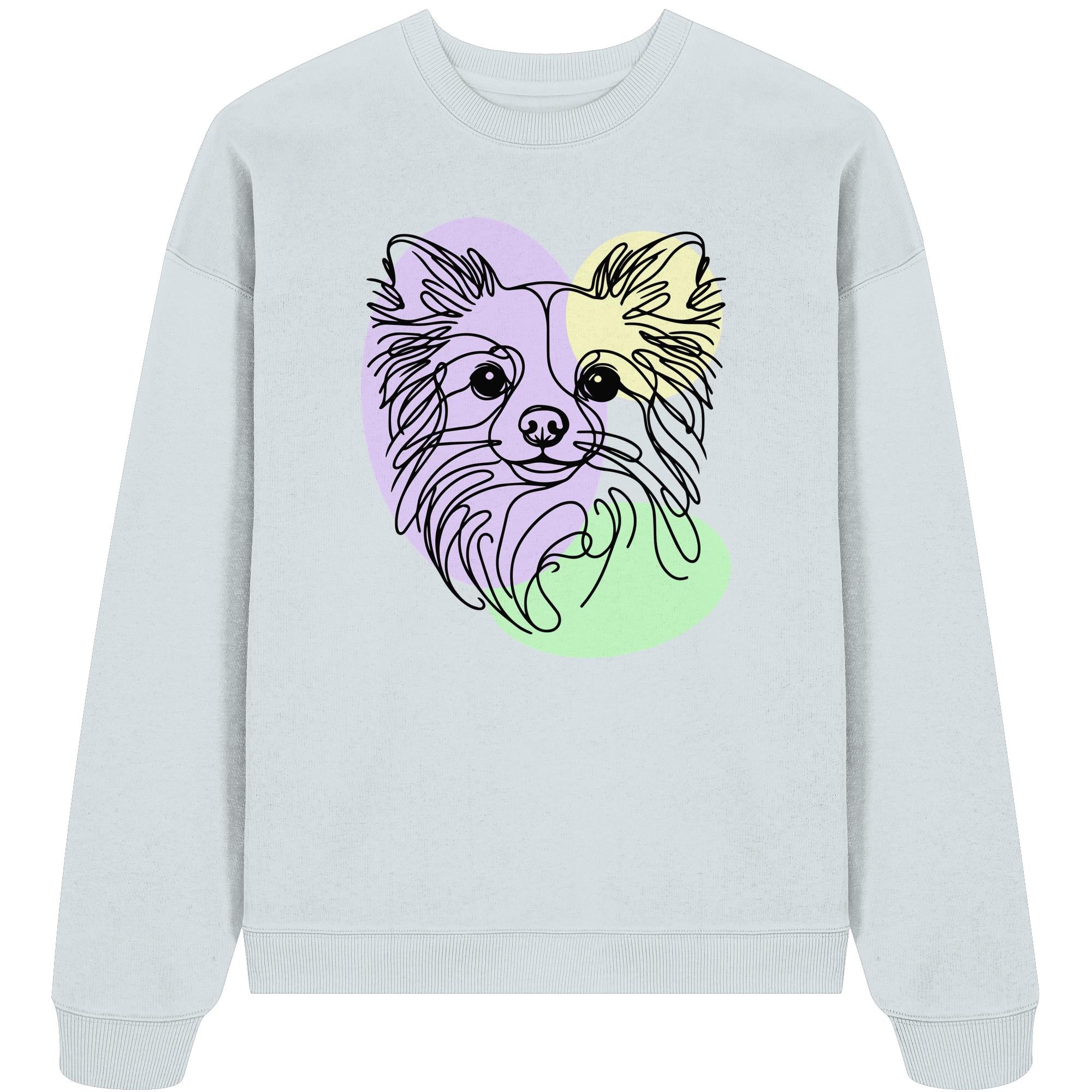 Line Art - Süßer Chihuahua (Langhaar) - Organic Oversize Sweatshirt