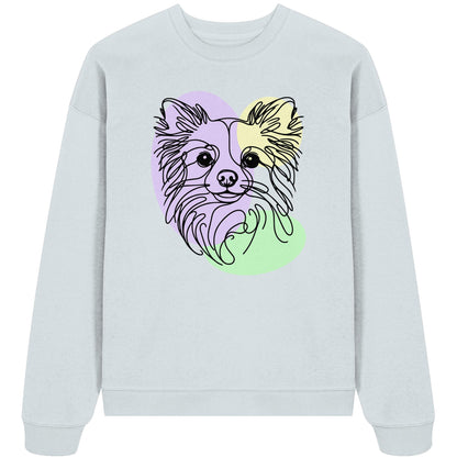 Line Art - Süßer Chihuahua (Langhaar) - Organic Oversize Sweatshirt