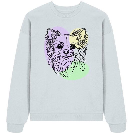 Line Art - Süßer Chihuahua (Langhaar) - Organic Oversize Sweatshirt