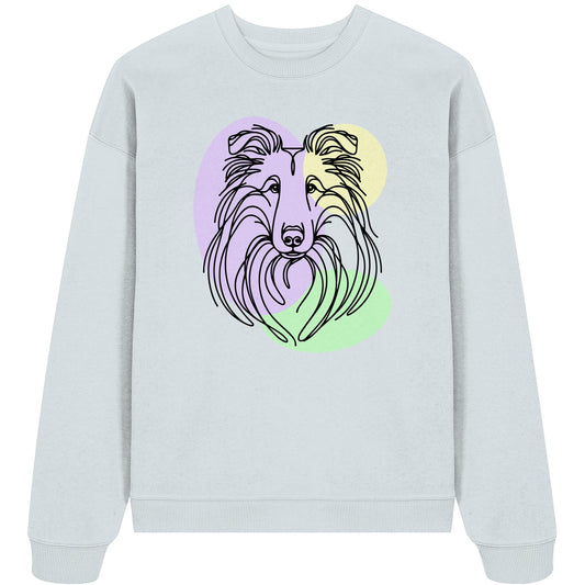 Line Art - Süßer Collie - Organic Oversize Sweatshirt