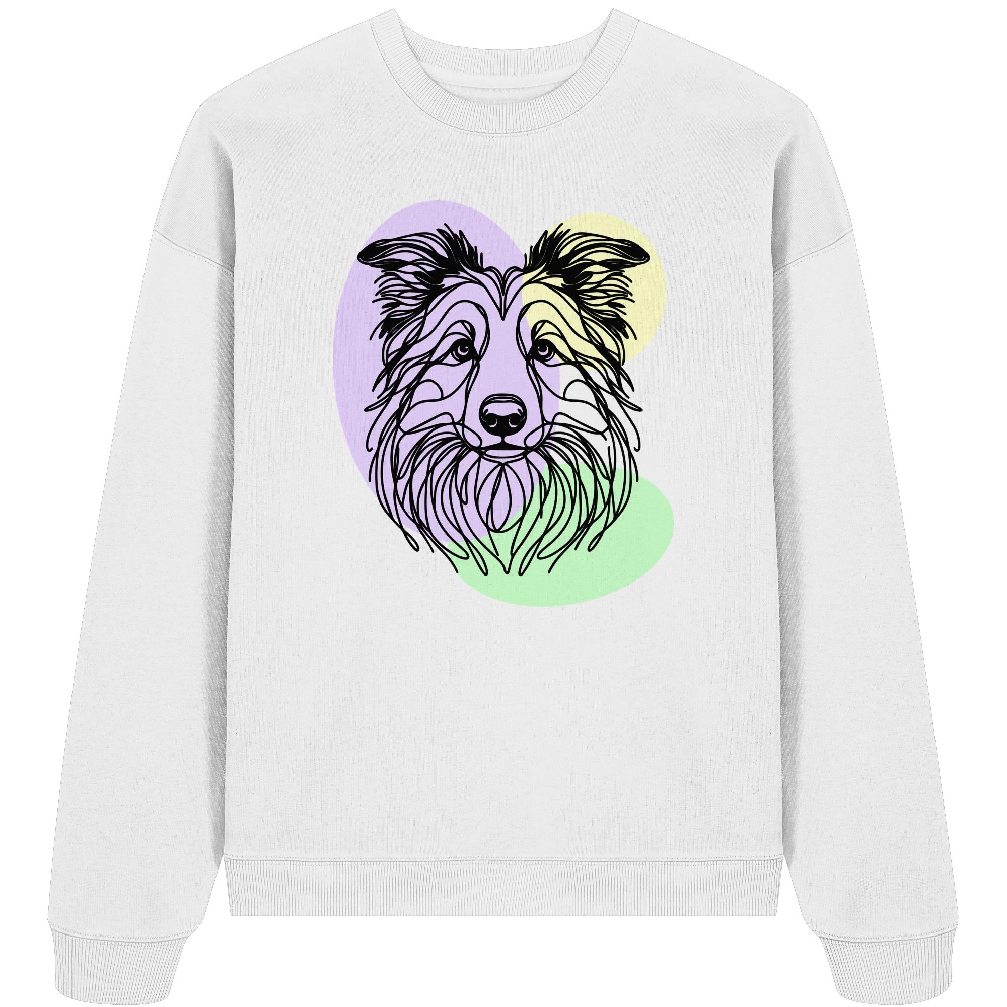 Line Art - Süßer Border Collie - Organic Oversize Sweatshirt