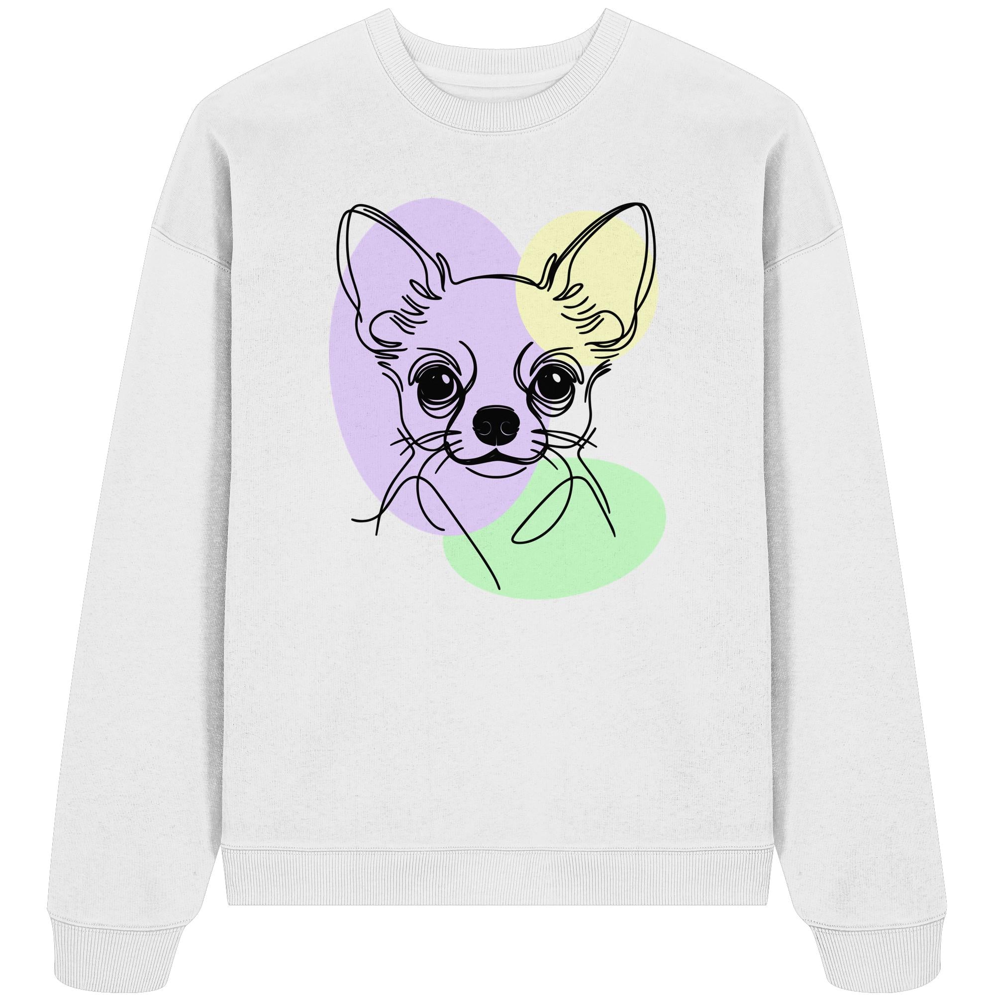 Line Art - Süßer Chihuahua (Kurzhaar) - Organic Oversize Sweatshirt