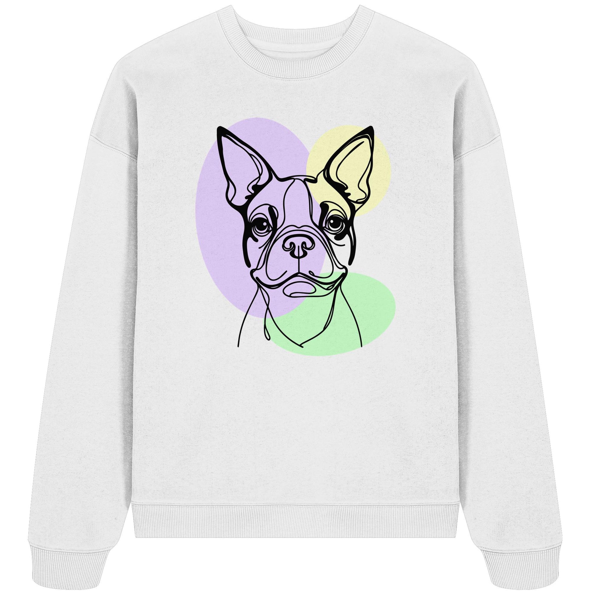 Line Art - Süßer Boston Terrier - Organic Oversize Sweatshirt