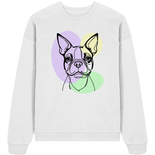 Line Art - Süßer Boston Terrier - Organic Oversize Sweatshirt