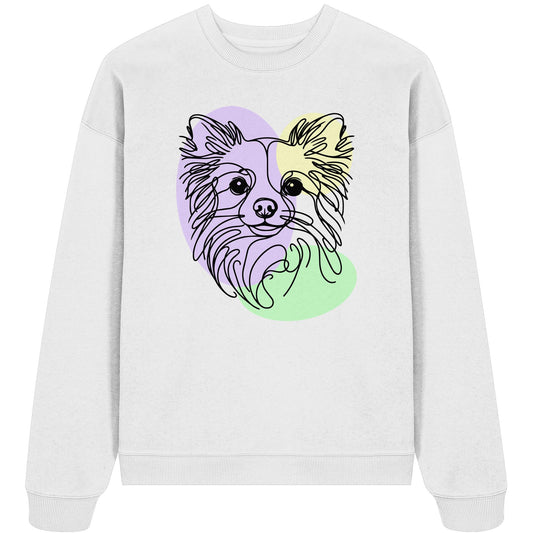 Line Art - Süßer Chihuahua (Langhaar) - Organic Oversize Sweatshirt