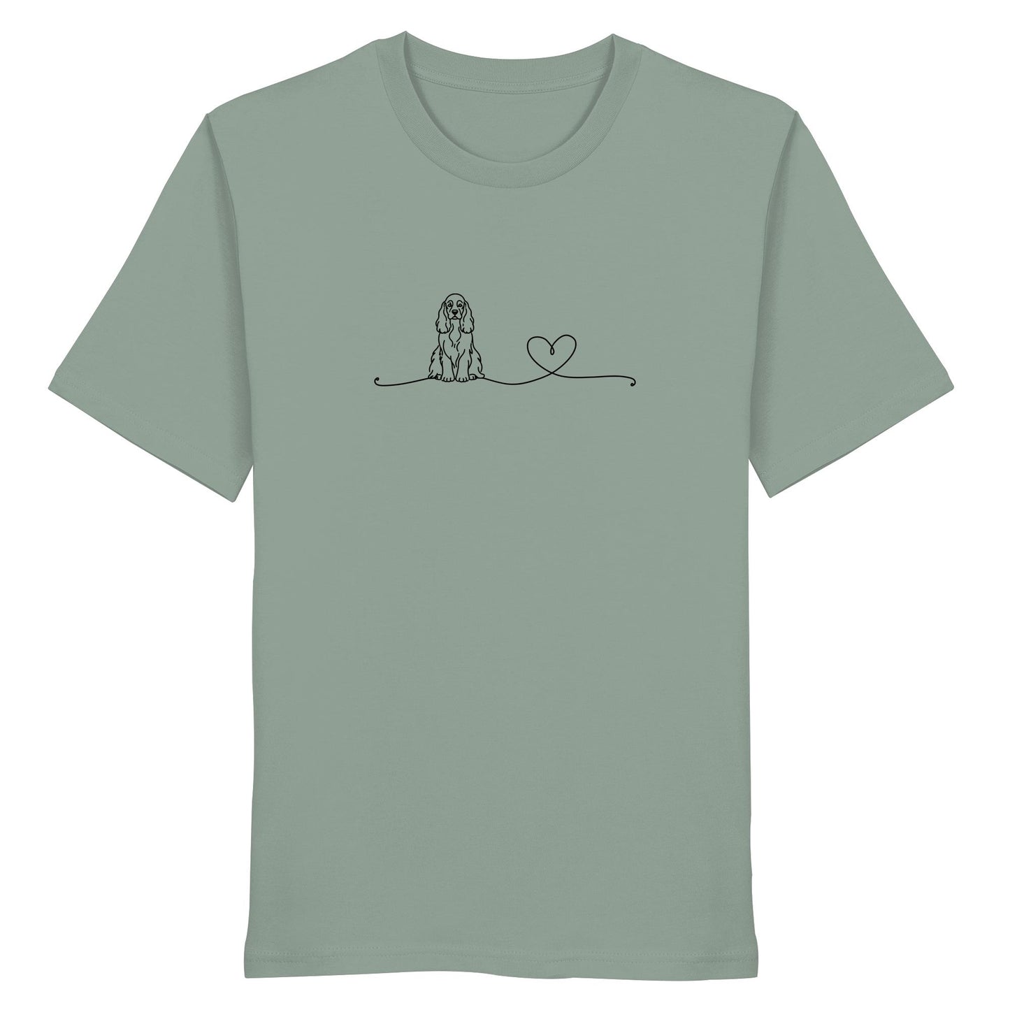 Line Art - American Cocker Spaniel mit Herz - Organic Shirt