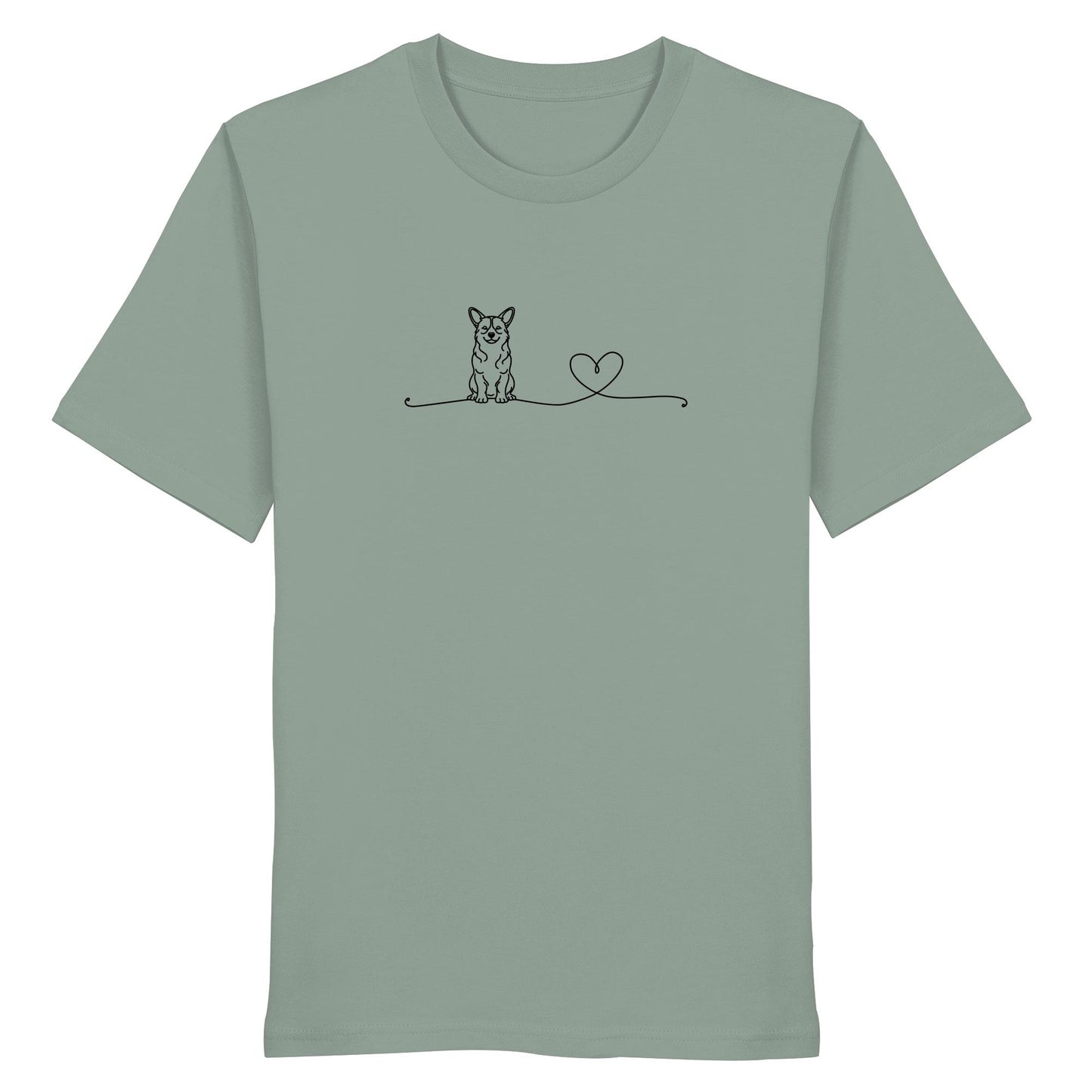 Line Art - Corgi mit Herz - Organic Shirt