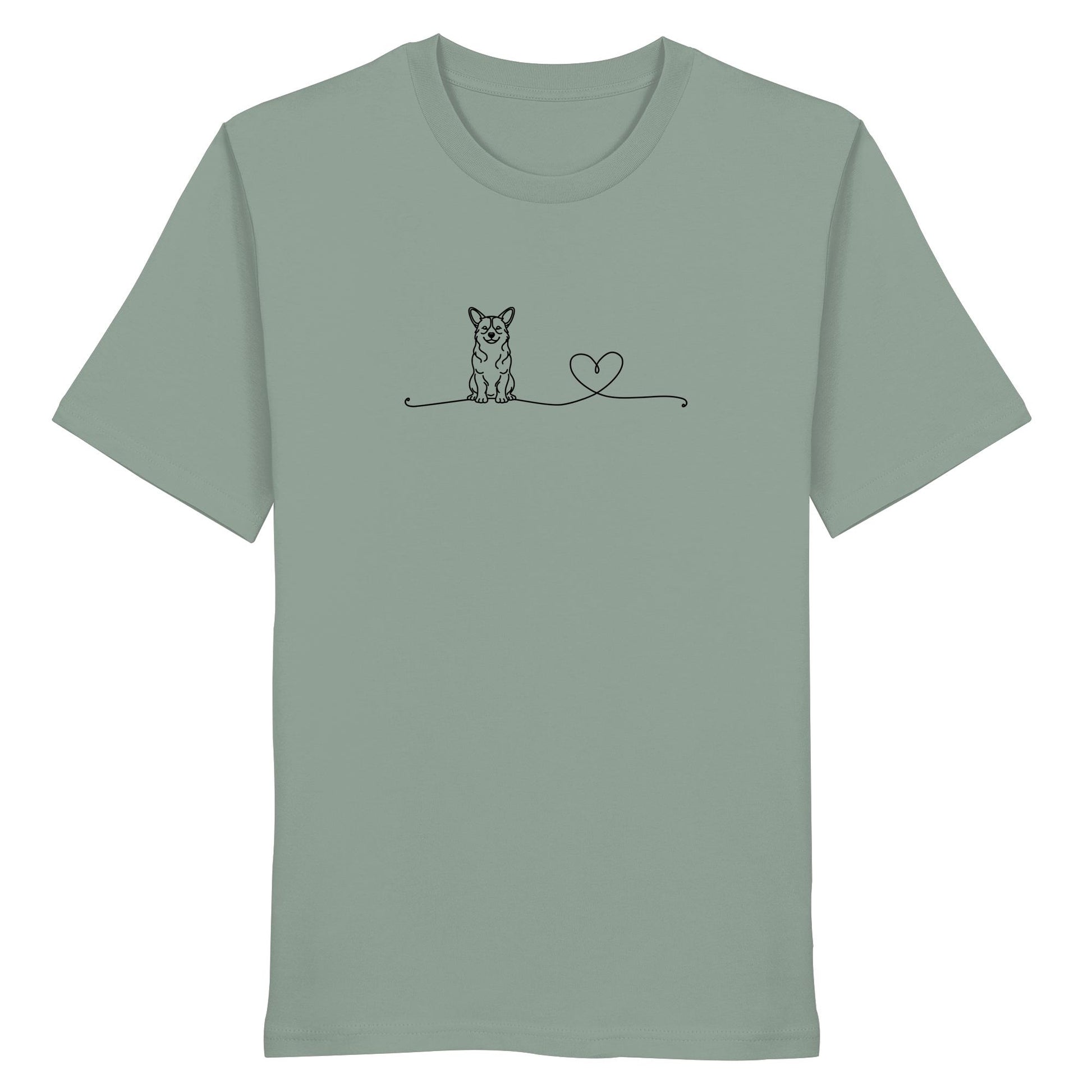 Line Art - Corgi mit Herz - Organic Shirt
