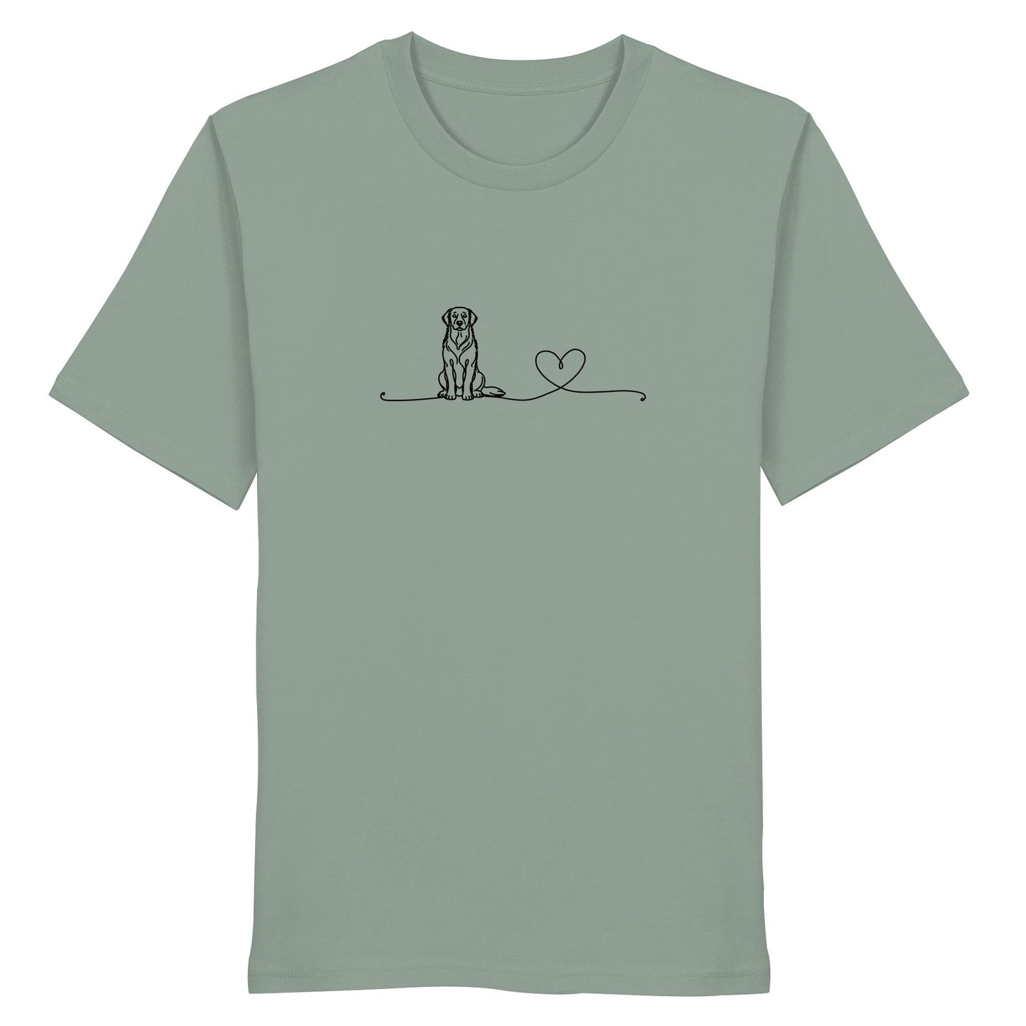 Line Art - Golden Retriever mit Herz - Organic Shirt
