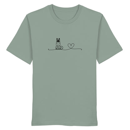 Line Art - American Akita mit Herz - Organic Shirt