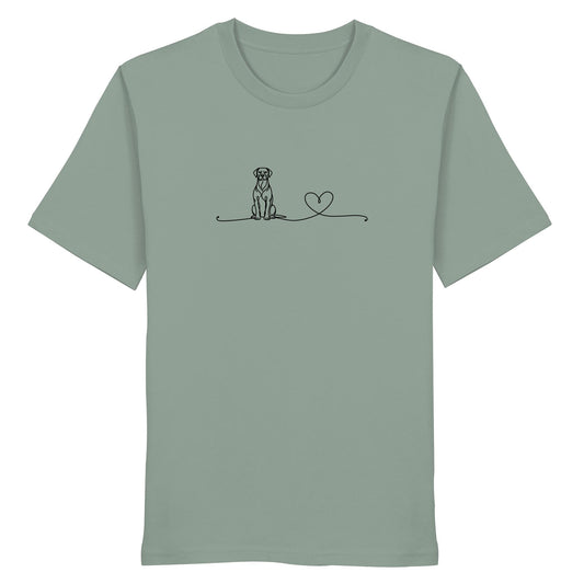 Line Art - Rhodesian Ridgeback mit Herz - Organic Shirt
