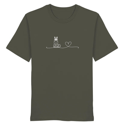 Line Art - American Akita mit Herz - Organic Shirt