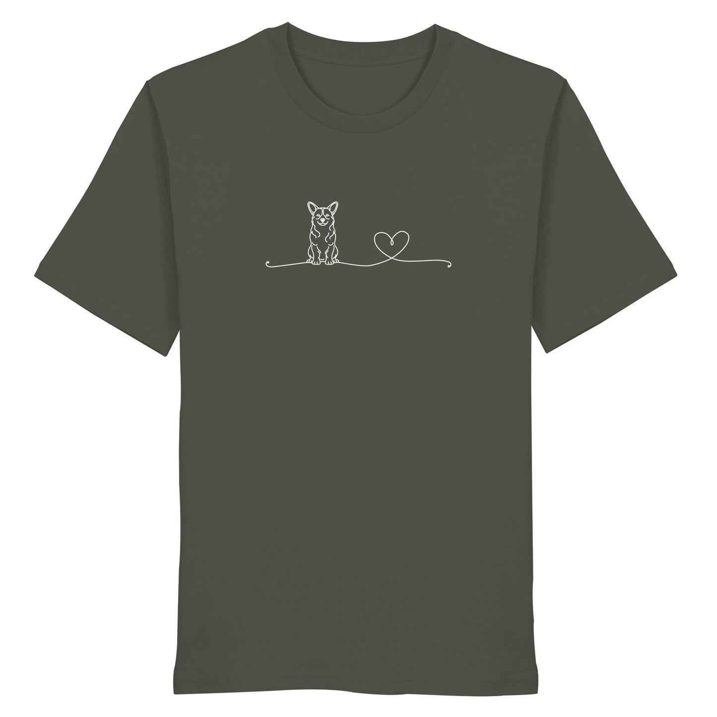 Line Art - Corgi mit Herz - Organic Shirt