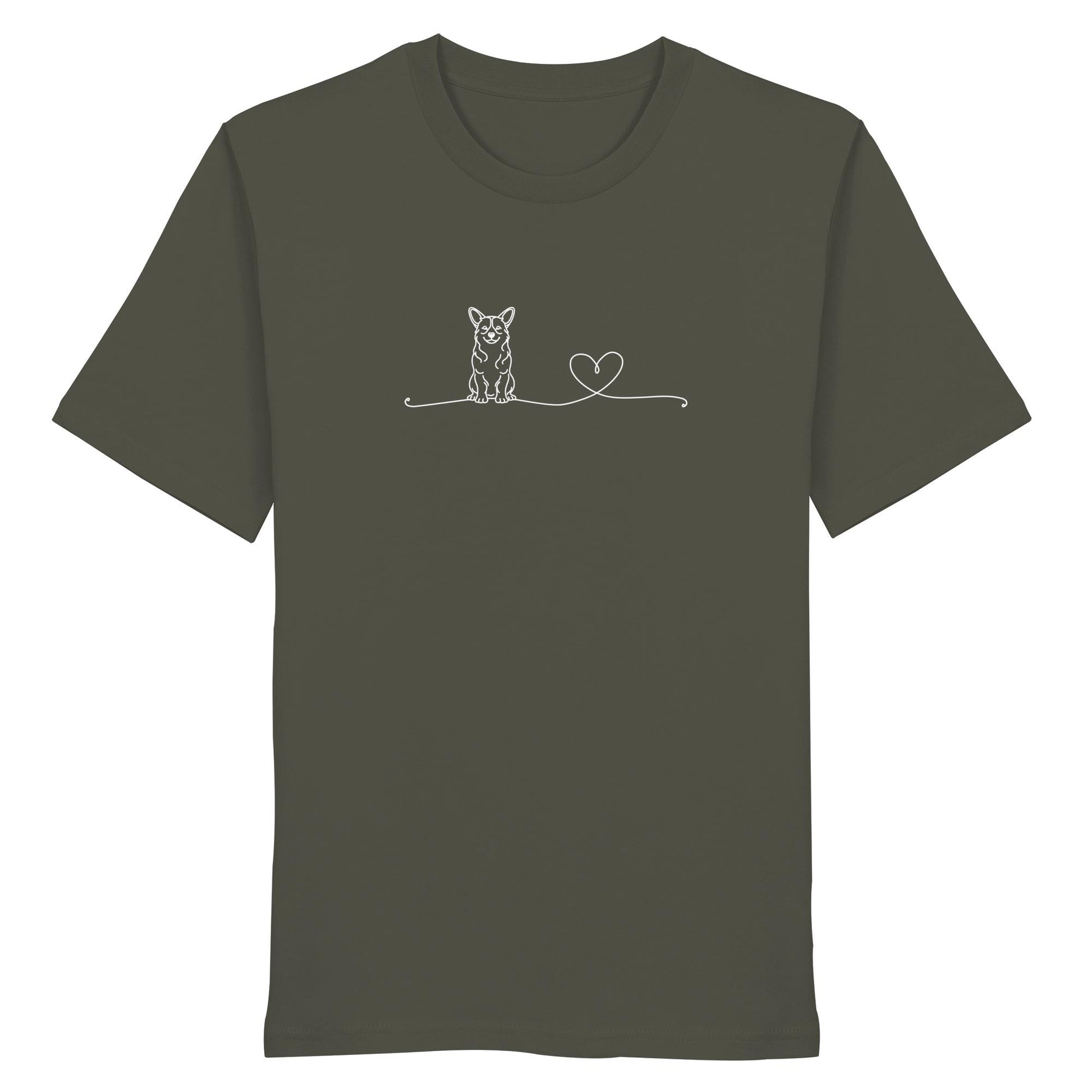 Line Art - Corgi mit Herz - Organic Shirt