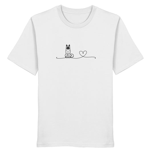 Line Art - American Akita mit Herz - Organic Shirt