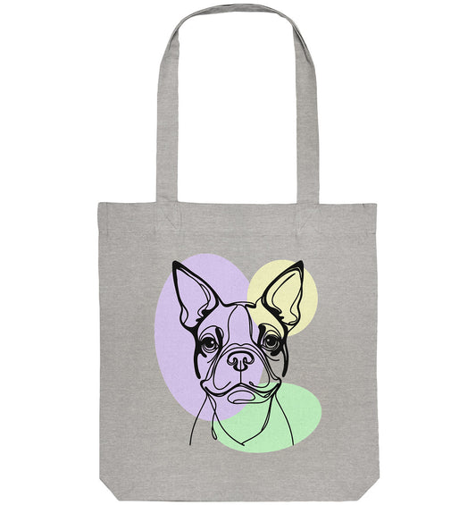 Line Art - Süßer Boston Terrier - Organic Tote-Bag