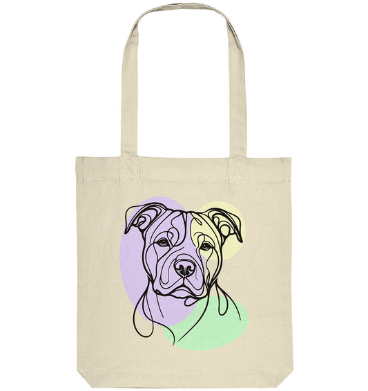 Line Art - Süßer American Staffordshire Terrier - Organic Tote-Bag