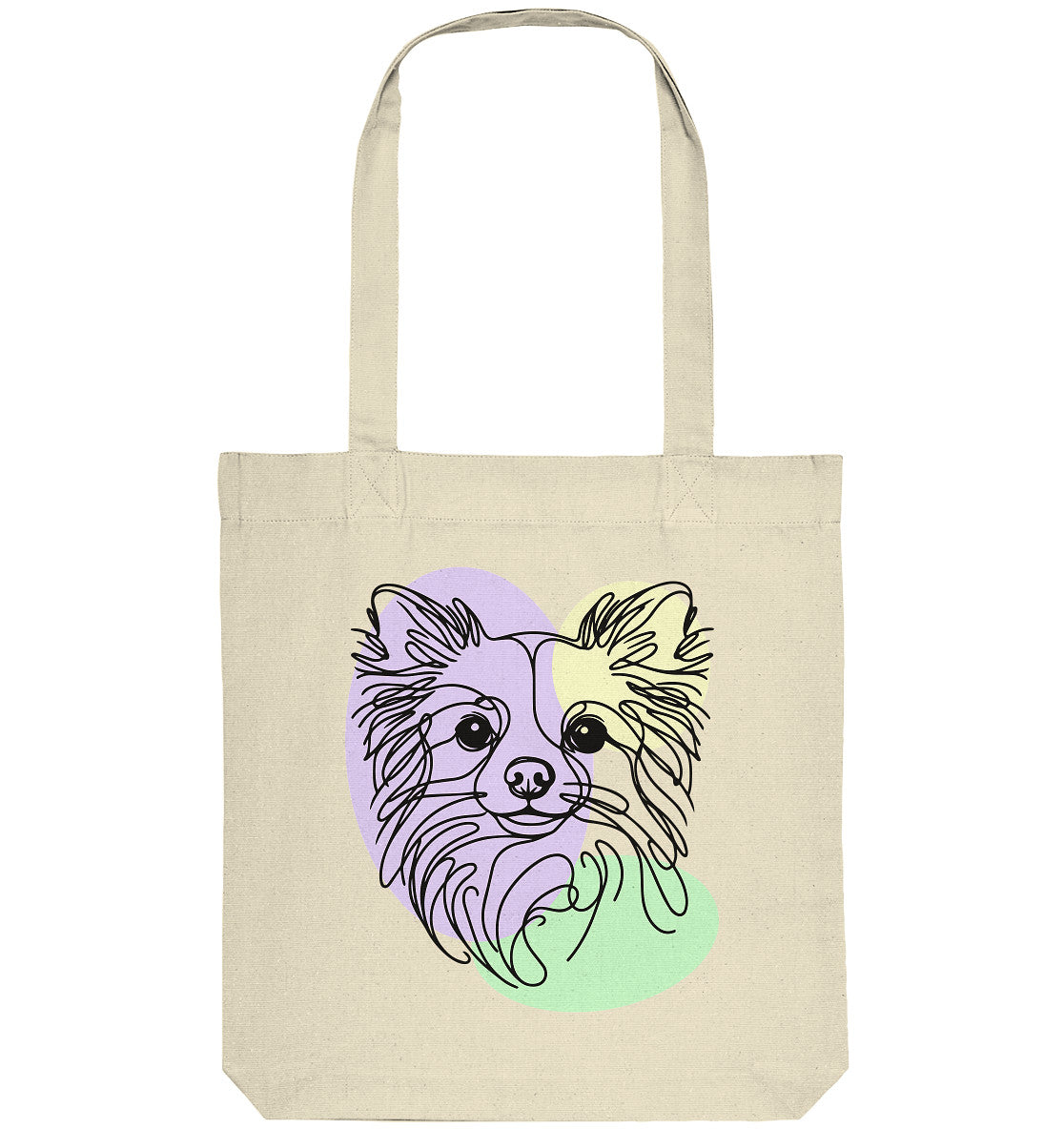 Line Art - Süßer Chihuahua (Langhaar) - Organic Tote-Bag