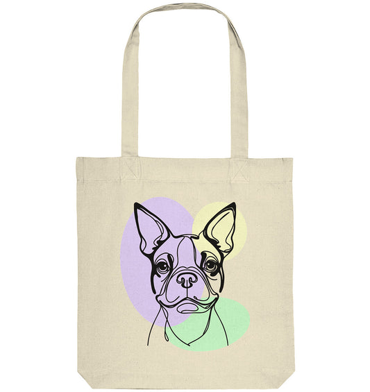 Line Art - Süßer Boston Terrier - Organic Tote-Bag